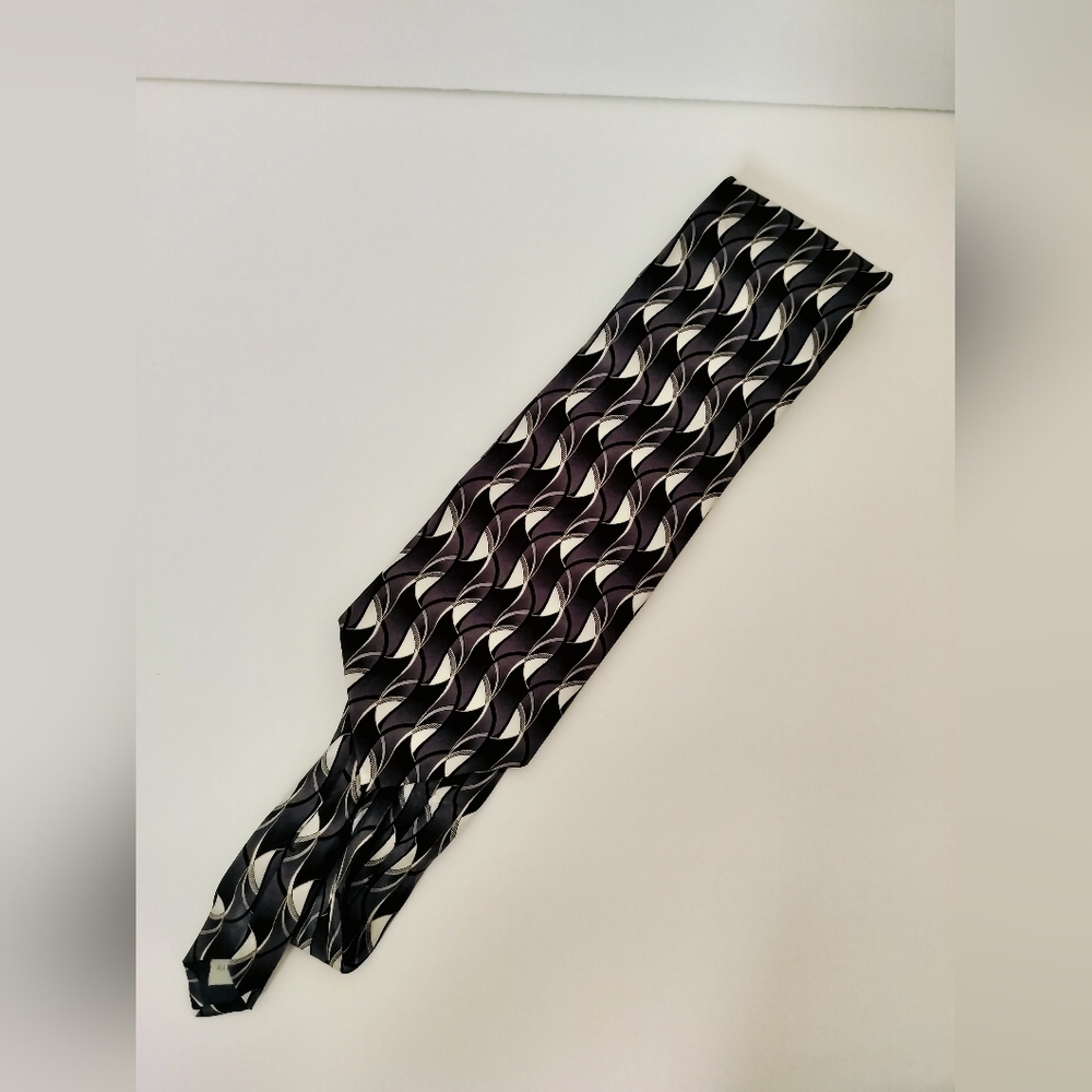 Pierre Cardin men's necktie neck tie silk black grey ombre white - Picture 4 of 4
